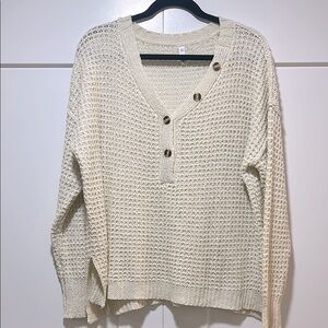 Cream Knit Sweater with Button Detail